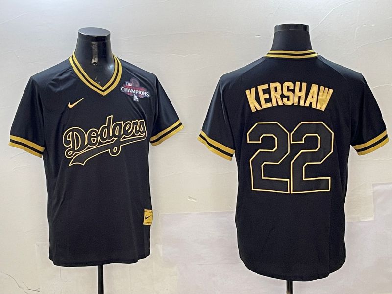 Men Los Angeles Dodgers #22 Kershaw Black Gold Game 2025 Nike MLB Jersey style 3252